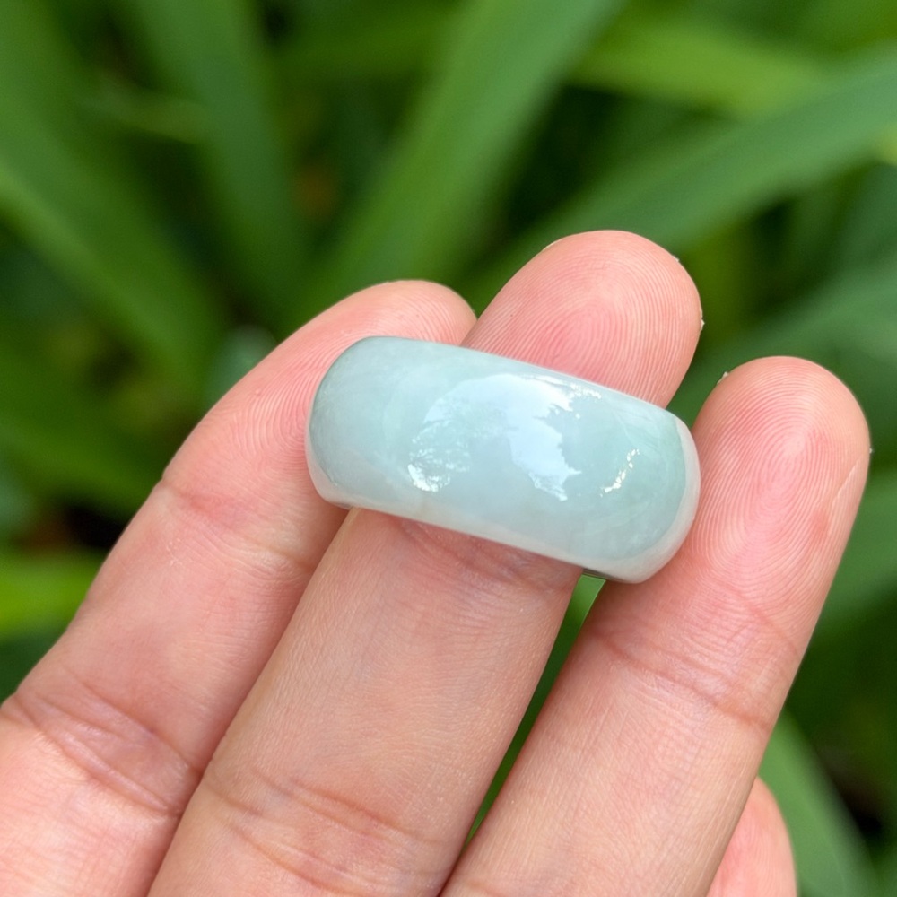 Size 8 natural jadeite jade band ring‎ 0684